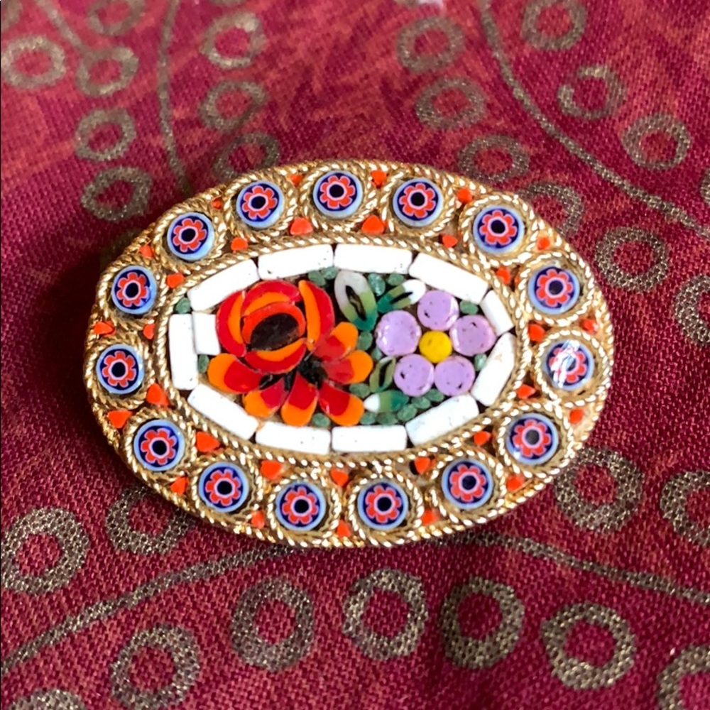 🌞Stunning Vintage Mosaic Pin From Italy!